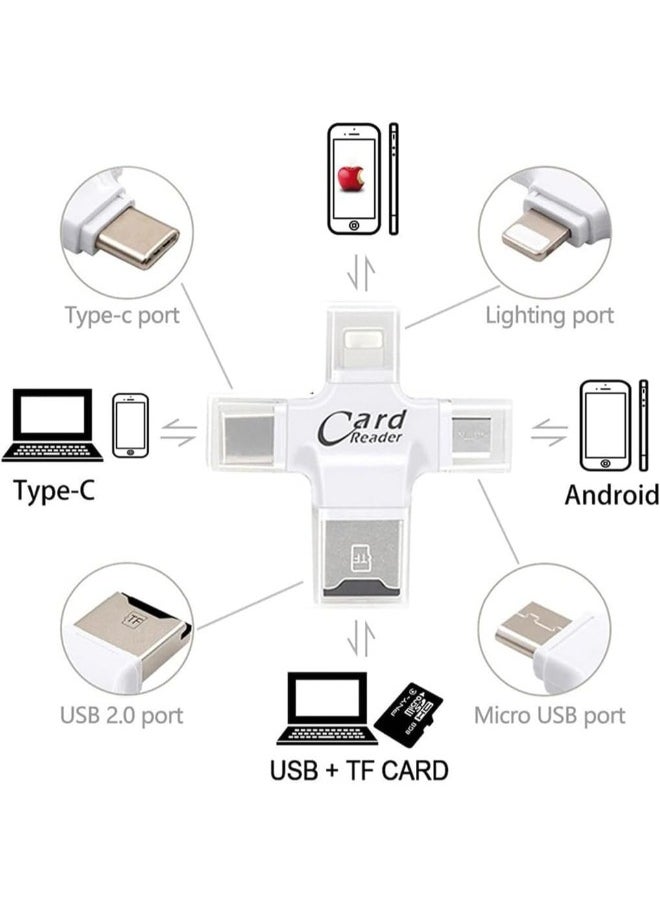Generic - Versatile 4 in 1 Card Reader for iPhone iPad Android and More  TF Lightning Micro USB USB Type C Fast Data Transfer iOS App 8G 128G Support - Image 1
