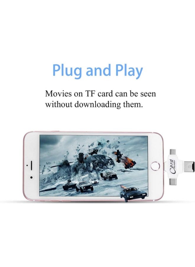 Generic - Versatile 4 in 1 Card Reader for iPhone iPad Android and More  TF Lightning Micro USB USB Type C Fast Data Transfer iOS App 8G 128G Support - Image 1