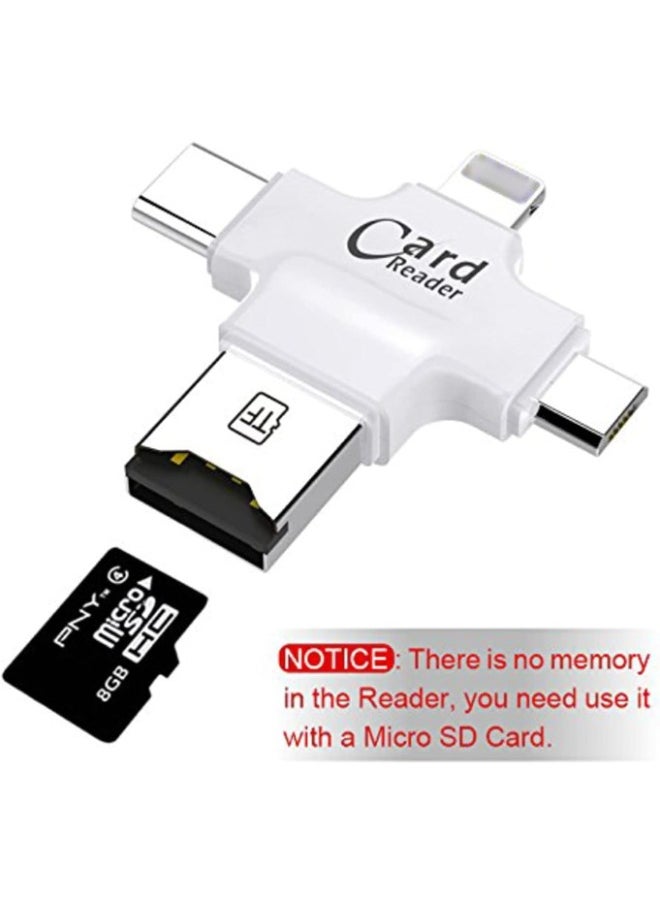 Generic - Versatile 4 in 1 Card Reader for iPhone iPad Android and More  TF Lightning Micro USB USB Type C Fast Data Transfer iOS App 8G 128G Support - Image 1