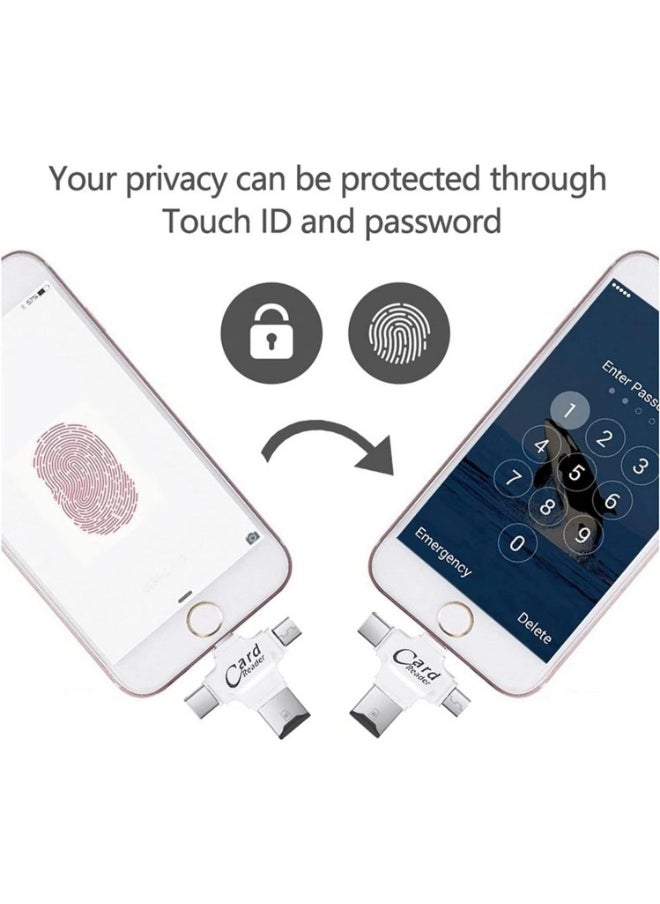 Generic - Versatile 4 in 1 Card Reader for iPhone iPad Android and More  TF Lightning Micro USB USB Type C Fast Data Transfer iOS App 8G 128G Support - Image 1