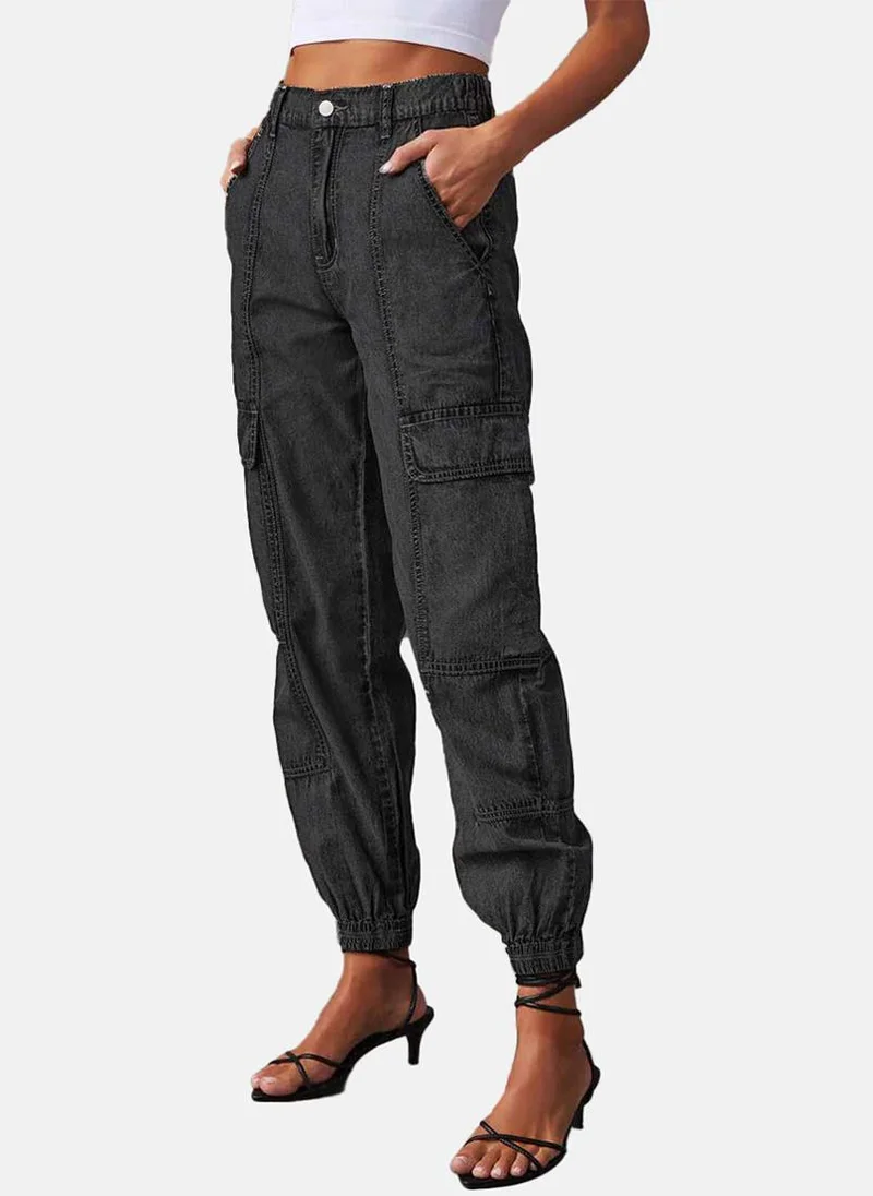 YUNIQEE Black Jogger Clean Look High-Rise Jeans