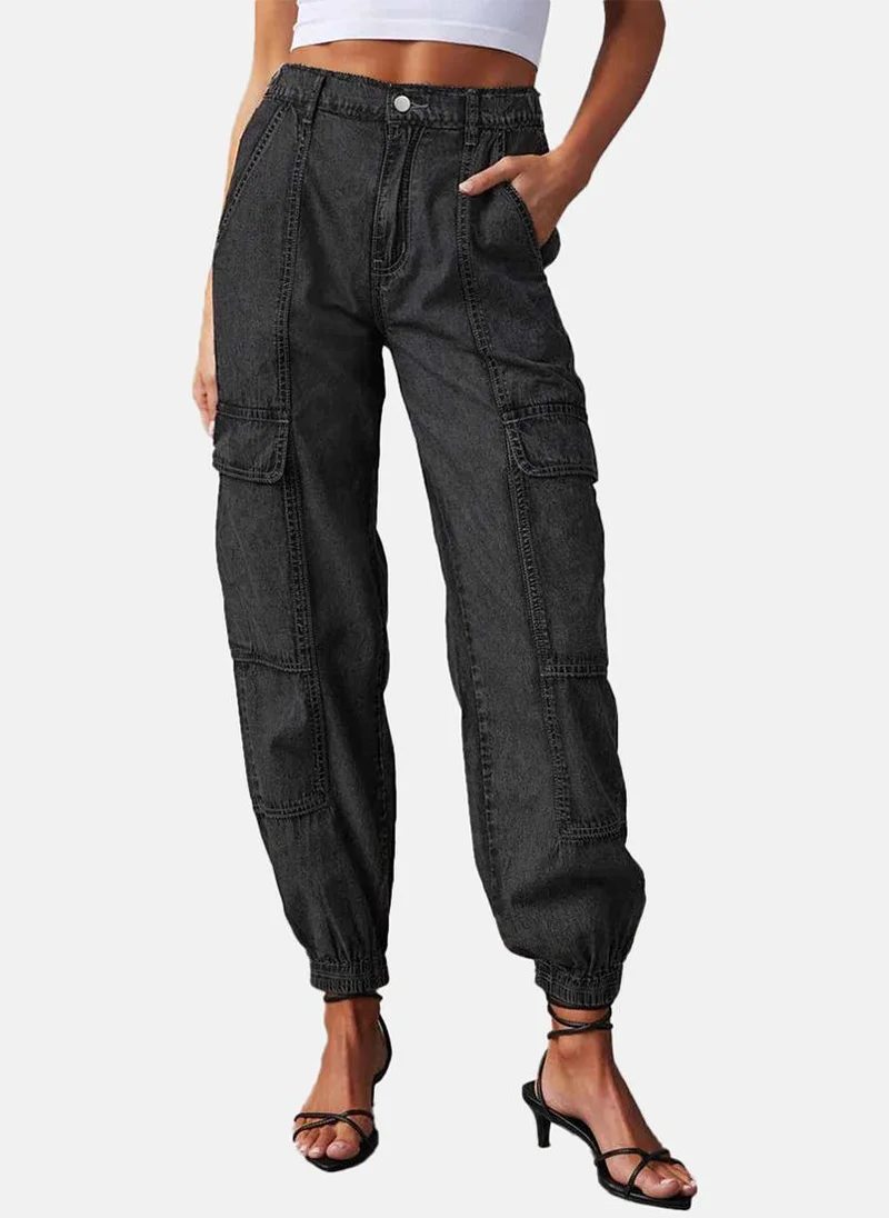 YUNIQEE Black Jogger Clean Look High-Rise Jeans