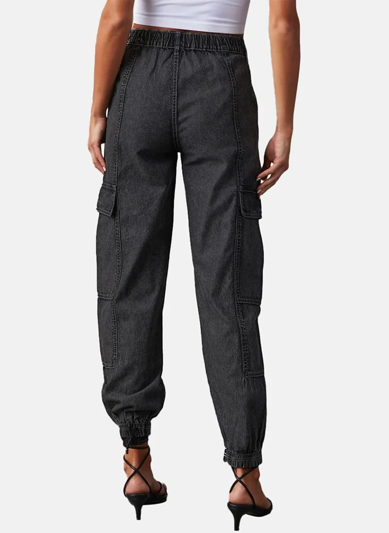 YUNIQEE Black Jogger Clean Look High-Rise Jeans