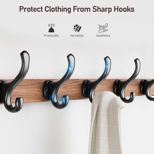 Tatub 29'' Coat Rack Wall Mount with Shelf, Wood Wall Hooks with Storage, Entryway Shelf with 5 Hangers for Bathroom, Living Room, Bedroom, Rustic Brown - Image 3