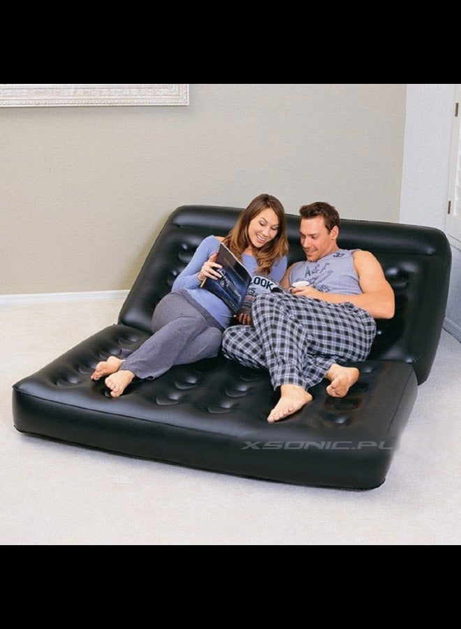 Generic The Ultimate 5-in-1 Multipurpose Sofa Bed with Leather Look Air Lounge - Inflatable Air Sofa, Recliner, Ottoman, Bed, and Lounger Combo  - Image 2