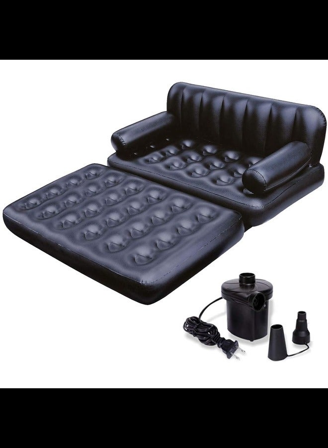 Generic The Ultimate 5-in-1 Multipurpose Sofa Bed with Leather Look Air Lounge - Inflatable Air Sofa, Recliner, Ottoman, Bed, and Lounger Combo  - Image 1