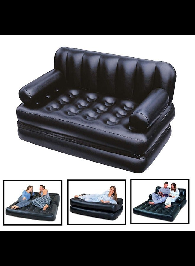 Generic The Ultimate 5-in-1 Multipurpose Sofa Bed with Leather Look Air Lounge - Inflatable Air Sofa, Recliner, Ottoman, Bed, and Lounger Combo  - Image 5