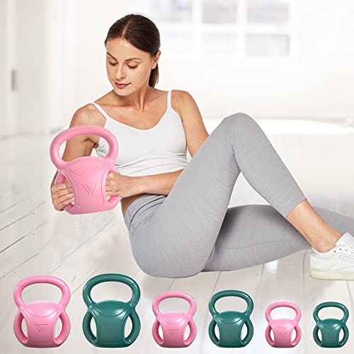 RUNWE 5 lb Kettlebell Weight with Three-handles for Weightlifting, Conditioning and Core Training for Women Men Home Gym [2022 Latest-Pink] - Image 1