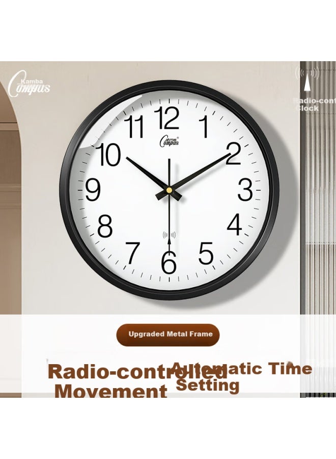 Compas Radio-controlled Clock Automatic Timekeeping Examination Room Living Room Metal Wall Clock Clock Wall 2037 Black - Image 1