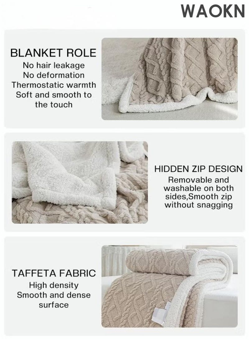 دبليو أيه أو كي أن بطانية مخملية تافو لموسم الخريف والشتاء ، بطانية مخملية سميكة مزدوجة الجانب ، بطانية غطاء بطانية القيلولة ، بطانية مزدوجة الجانب أنيقة النمط ، بطانية لون صلب بسيطة ، بطانية دافئة تنفسية ناعمة وصديقة للجلد. - Image 3