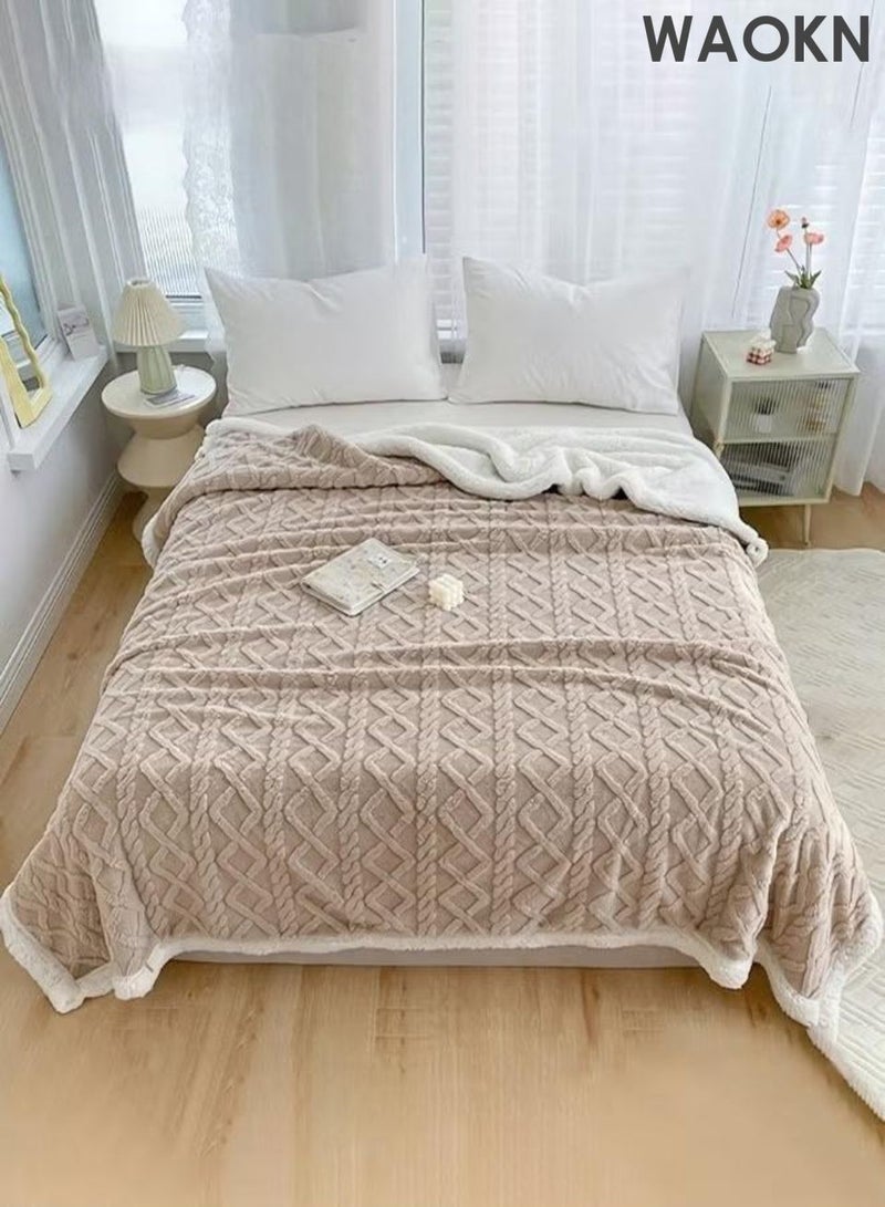 دبليو أيه أو كي أن بطانية مخملية تافو لموسم الخريف والشتاء ، بطانية مخملية سميكة مزدوجة الجانب ، بطانية غطاء بطانية القيلولة ، بطانية مزدوجة الجانب أنيقة النمط ، بطانية لون صلب بسيطة ، بطانية دافئة تنفسية ناعمة وصديقة للجلد. - Image 5