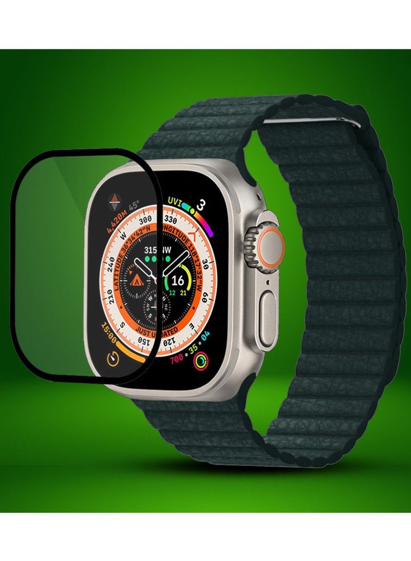 CATANES 2 Packs For Apple Watch Band 49mm Leather Loop Band Magnetic Watch Strap Wristband and 3D Screen Protector Green  - Image 2