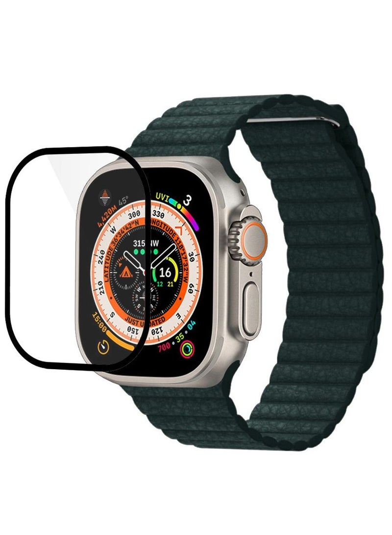 CATANES 2 Packs For Apple Watch Band 49mm Leather Loop Band Magnetic Watch Strap Wristband and 3D Screen Protector Green  - Image 3