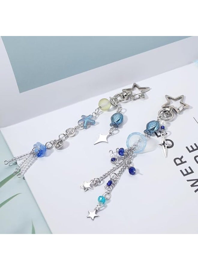 SYOSI Cute Jellyfish Keychain, Aesthetic Y2K Keyring, Stylish Kawaii Accessories for Handbag, Backpack, Purse or Bag, Durable Charm for Keys or Decor, Blue Ocean Sea Color, Good Gift for Teens, Women - Image 2