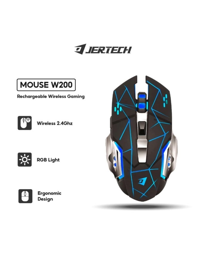 JERTECH W200 NASUS Wireless Gaming Mouse – 2400 DPI – Ergonomic Design – High Polling Rate – Macro Pro – Black - Image 5