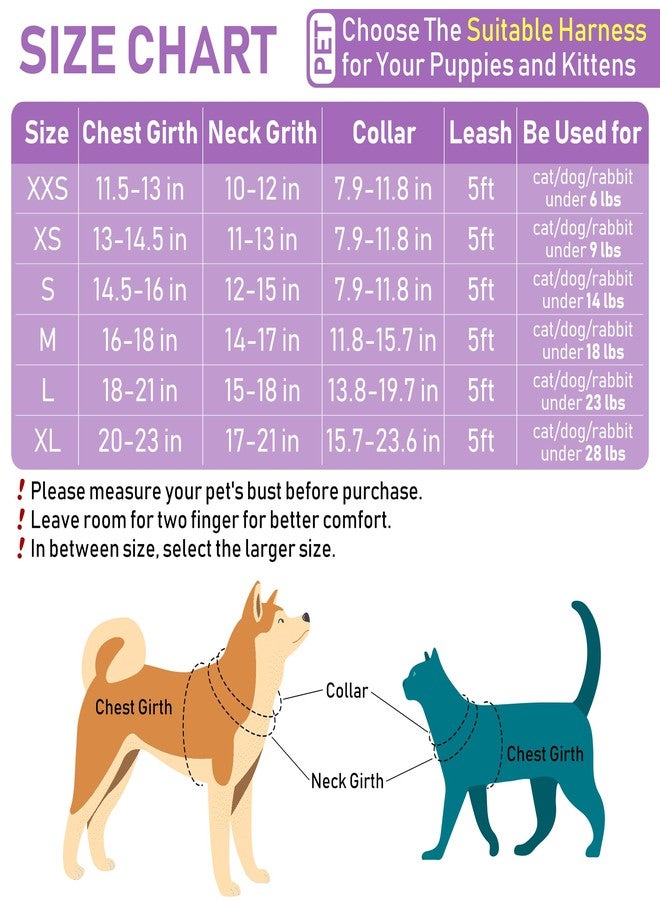 GAMUDA Small Dog Harness Collar and Leash Set, Step in No Chock No Pull Soft Mesh Adjustable Dog Vest Harnesses Plaid Reflective for Dogs Puppy Cats Kitten Rabbit (Purple Flower, XS) - Image 2