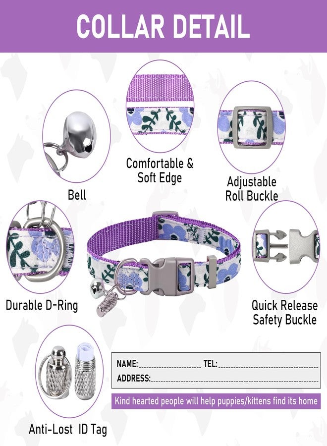 GAMUDA Small Dog Harness Collar and Leash Set, Step in No Chock No Pull Soft Mesh Adjustable Dog Vest Harnesses Plaid Reflective for Dogs Puppy Cats Kitten Rabbit (Purple Flower, XS) - Image 5