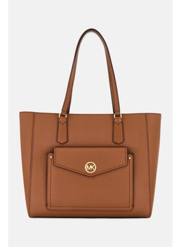 Michael Kors Women Hardware Logo Tote Bag 30 H x 35 L x 14 W cm, Brown  - Image 1