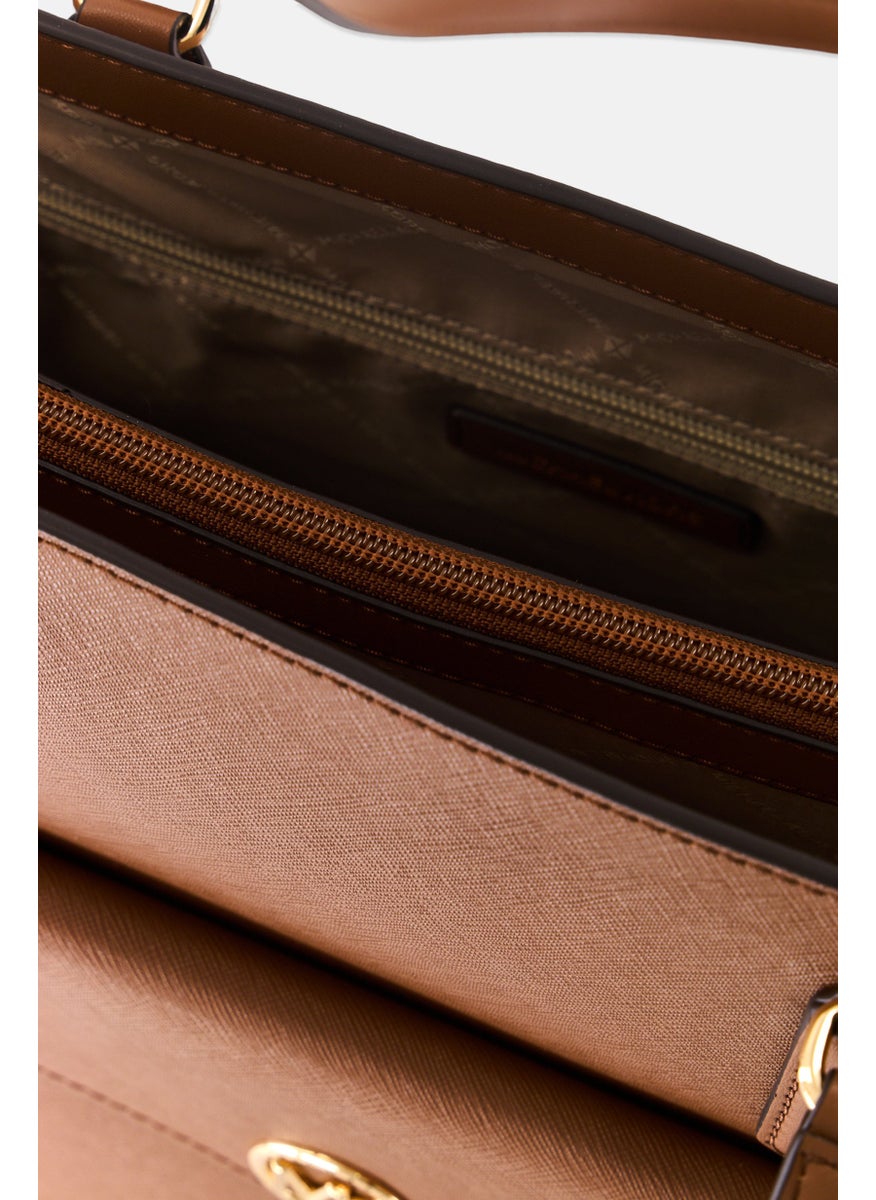 Michael Kors Women Hardware Logo Tote Bag 30 H x 35 L x 14 W cm, Brown  - Image 4