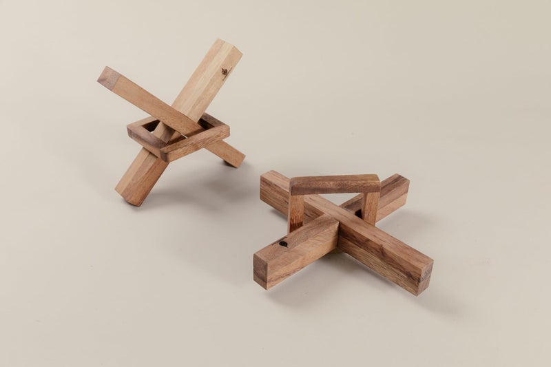SiamMandalay X Cross Disentanglement Puzzle Wooden Brain Teasers for Adults Logic Games Gift Puzzle and Mind Teasers The Cross Out Tricky Games Wood IQ Puzzles Trick Lock - Image 3