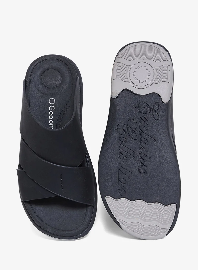 Geoomnii Black Comfort Arabic Sandals for Men – Classic Slip-On Open Toe Sandals with Cushioned Footbed for Daily Wear for Men | Best Price UAE
