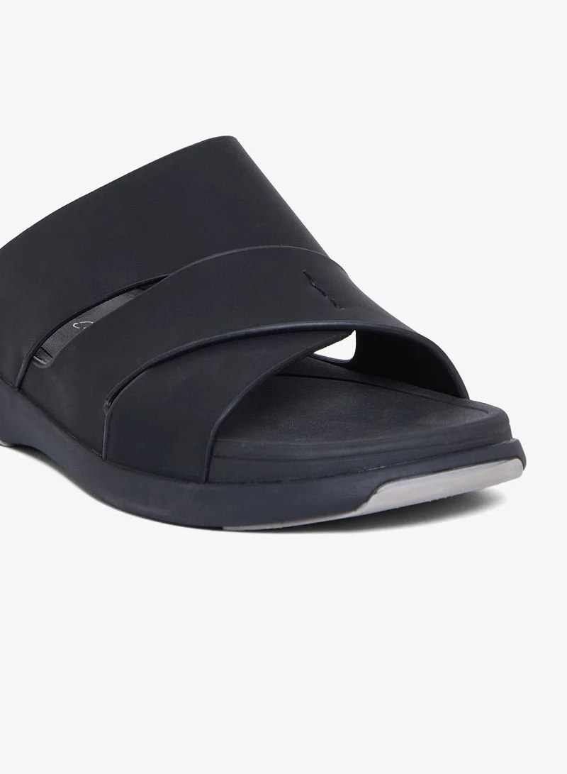 Geoomnii Black Comfort Arabic Sandals for Men – Classic Slip-On Open Toe Sandals with Cushioned Footbed for Daily Wear for Men | Best Price UAE