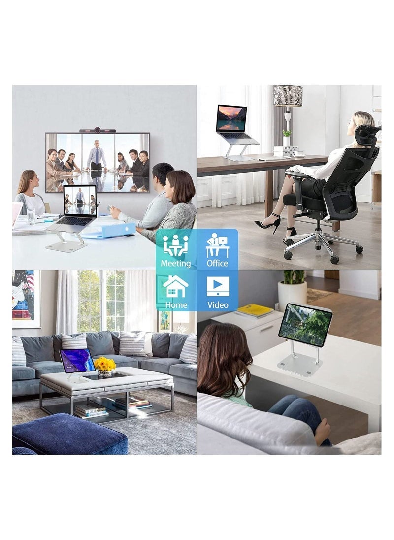 YJS Multi-Angle Adjustable Laptop Stand for Desk – Ergonomic Aluminum Laptop Riser with Ventilated Heat Dissipation, Foldable & Portable Design – Universal Laptop Holder for MacBook, Dell, HP, Lenovo & All 10-17 Inch Laptops – Sleek & Stable Desktop Support - Image 2