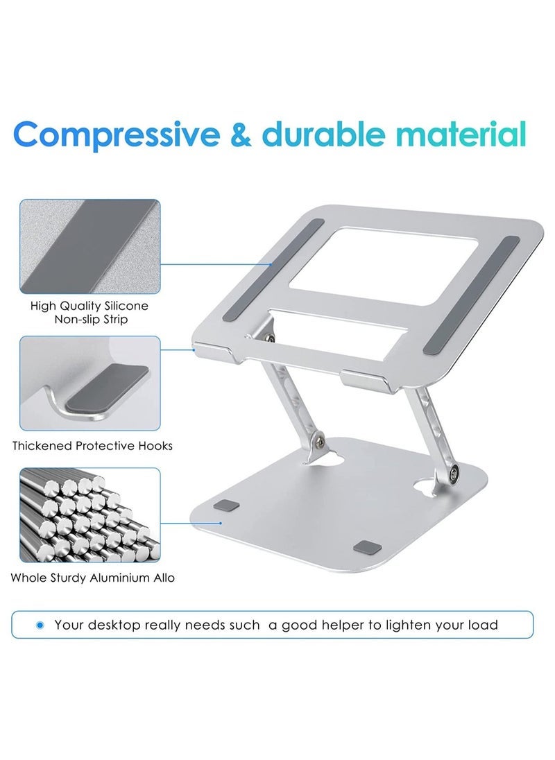 YJS Multi-Angle Adjustable Laptop Stand for Desk – Ergonomic Aluminum Laptop Riser with Ventilated Heat Dissipation, Foldable & Portable Design – Universal Laptop Holder for MacBook, Dell, HP, Lenovo & All 10-17 Inch Laptops – Sleek & Stable Desktop Support - Image 3