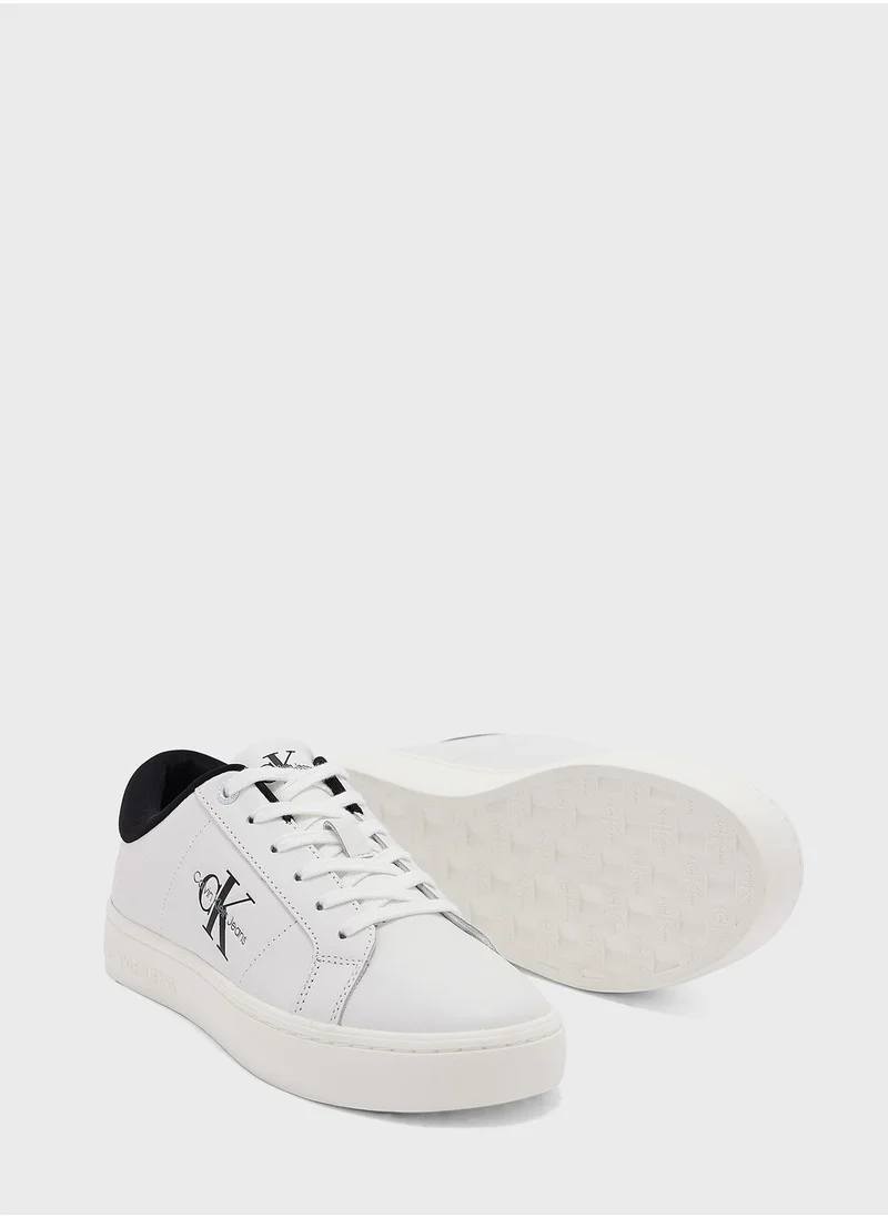 Calvin Klein Jeans CLASSIC CUPSOLE LOW LACE-UP LEATHER TRAINERS