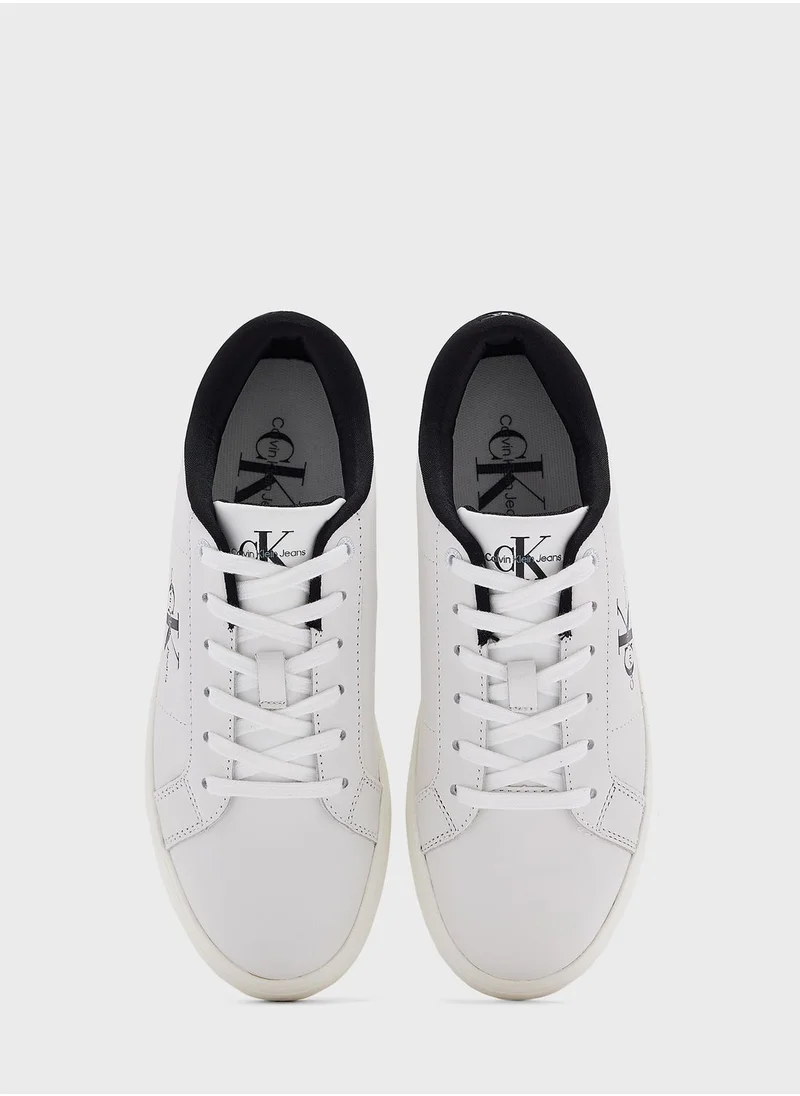 Calvin Klein Jeans CLASSIC CUPSOLE LOW LACE-UP LEATHER TRAINERS
