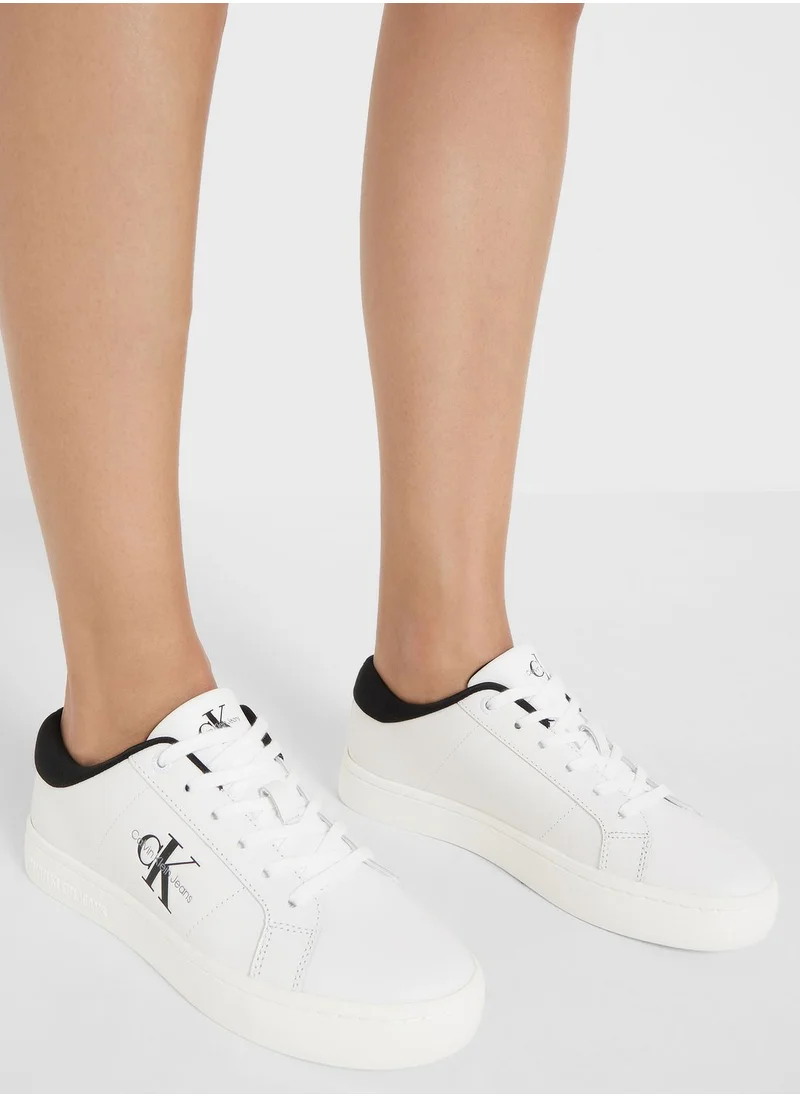 Calvin Klein Jeans CLASSIC CUPSOLE LOW LACE-UP LEATHER TRAINERS