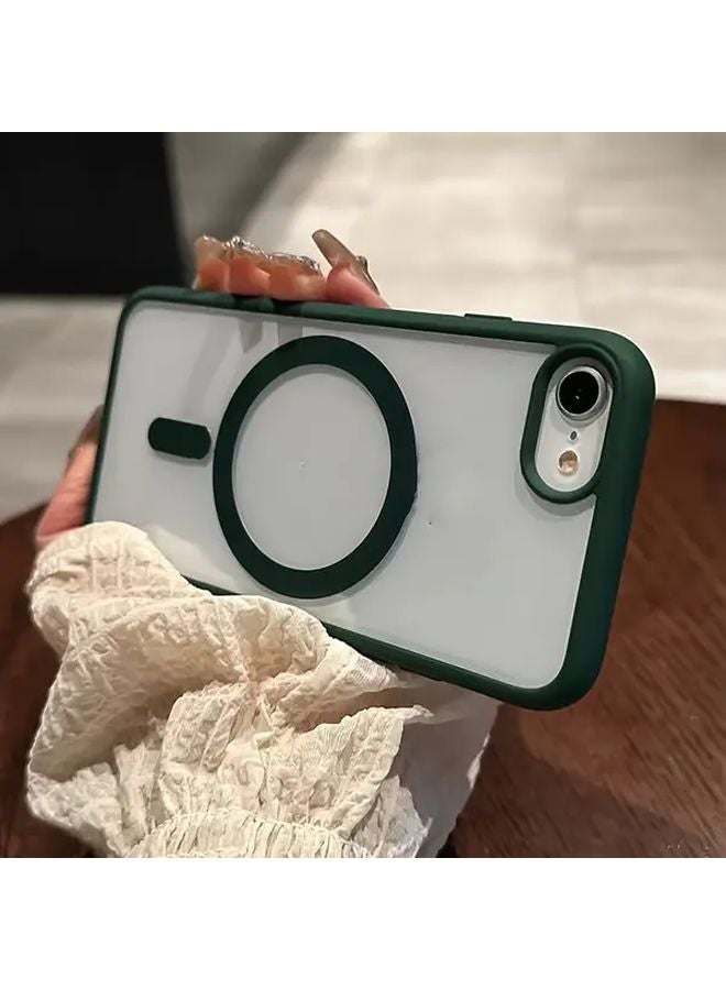 Green Magnetic Acrylic Full Body Protective Clear Case For IPhone 7 Plus 8 Plus Anti Yellowing Scratch Resistant - Image 1