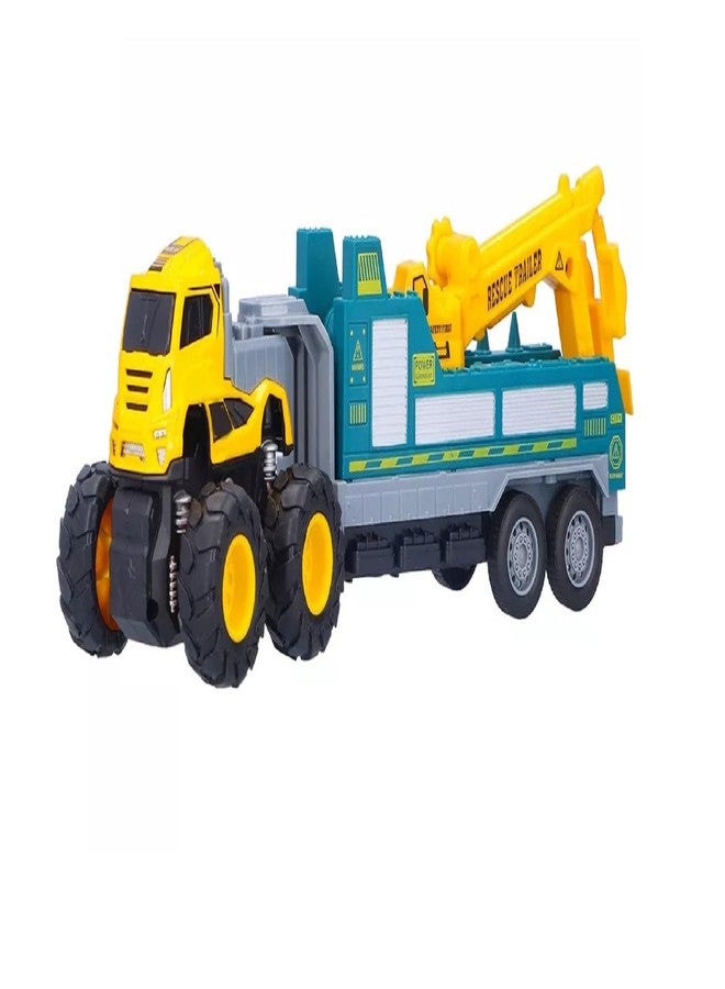 IndusBay® Inertia Friction Powered 1:43 Scale Metal Tow Truck DieCast Car 8 Wheels 10 Inches Long Construction Toy, Green - Image 1