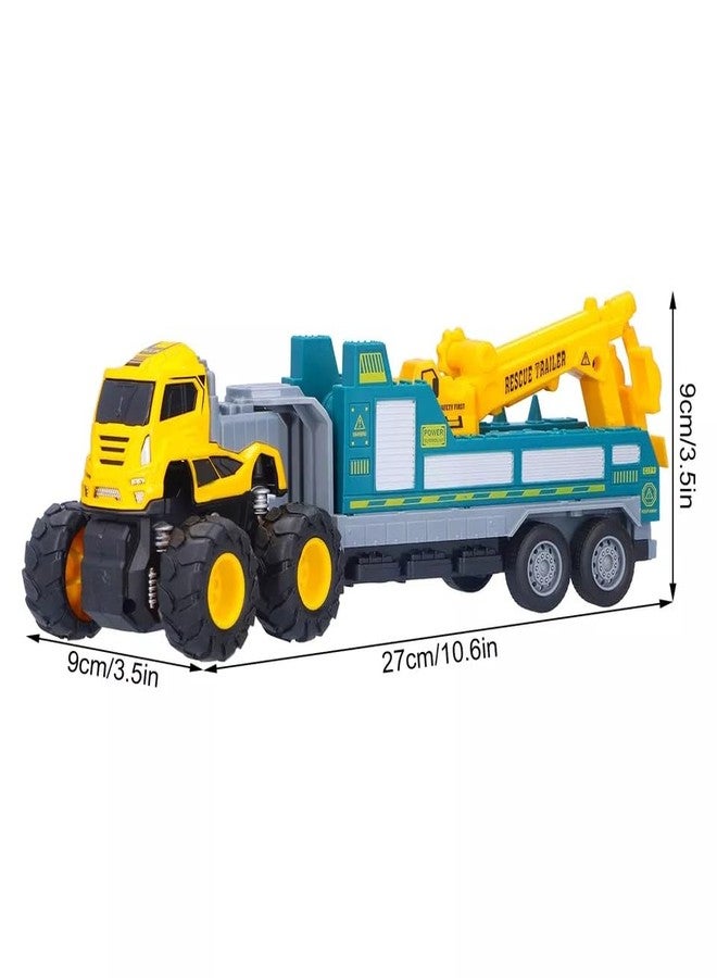 IndusBay® Inertia Friction Powered 1:43 Scale Metal Tow Truck DieCast Car 8 Wheels 10 Inches Long Construction Toy, Green - Image 2