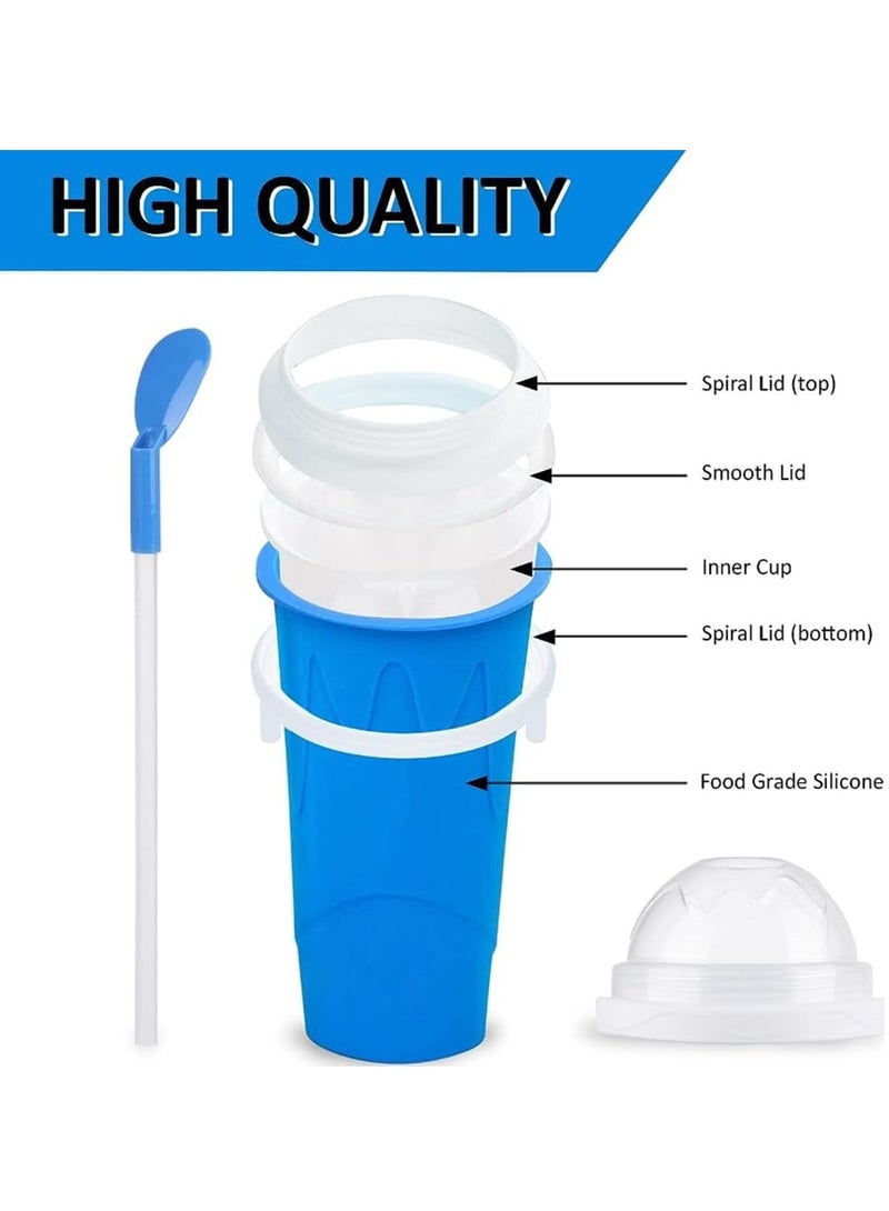Slushie Maker Cup Magic Frozen Squeeze Ice Cup DIY Instant Icy Frozen Drinks in Moments Magic Quick Frozen Smoothies Cup Cooling Maker Cup Double Layer Silicone Slushies Squeeze Cup (Blue 13.52oz) - Image 4