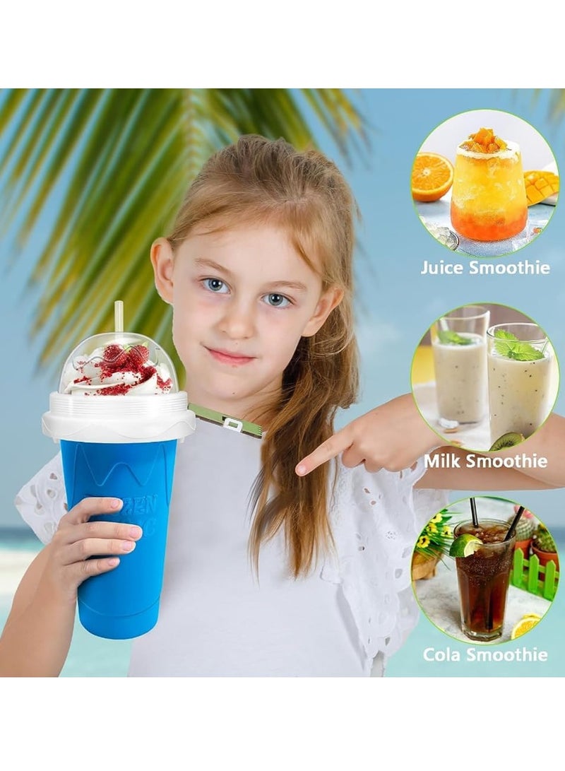 Slushie Maker Cup Magic Frozen Squeeze Ice Cup DIY Instant Icy Frozen Drinks in Moments Magic Quick Frozen Smoothies Cup Cooling Maker Cup Double Layer Silicone Slushies Squeeze Cup (Blue 13.52oz) - Image 3