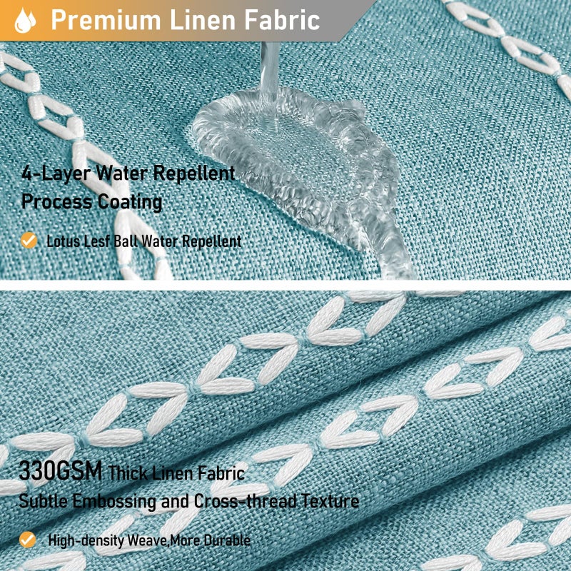 BTTN Boho Farmhouse Shower Curtain, Rustic Thick Striped Linen Fabric Shower Curtains Sets with Tassel, Water Resistant, Modern Aesthetic Vintage Shower Curtain with Hooks for Bathroom, 72x72, Teal - Image 4