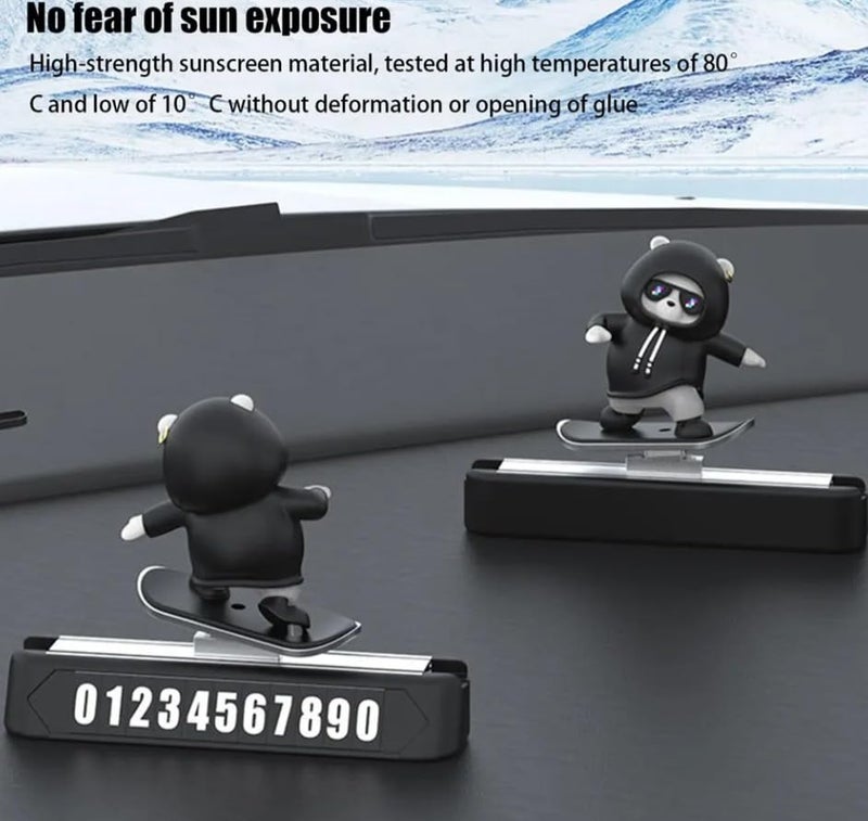 YOURKARTS.COM Car Skateboard Sliding Teddy Decoration (Black) – Cute Dashboard Figurine Showpiece for Car, Office, and Home Table Display car Accessories 2025 - Image 2