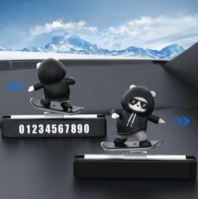 YOURKARTS.COM Car Skateboard Sliding Teddy Decoration (Black) – Cute Dashboard Figurine Showpiece for Car, Office, and Home Table Display car Accessories 2025 - Image 1