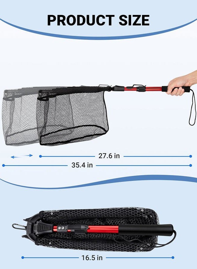 SARDVISA Foldable Fishing Net, Rubber Coated & Tangle-Free Landing Net for Easy Catch & Release, Telescopic Aluminum Handle with Non-Slip Grip, Compact for Kayak & Trout Salmon Bass Fishing - Image 3