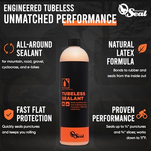 Orange Seal - Regular Formula Tubeless Bike Tire Sealant | Fast Sealing, up to 1/4" Puncture | for MTB, Road, CX and Gravel Bicycle Tires | 16oz Refill - Image 2