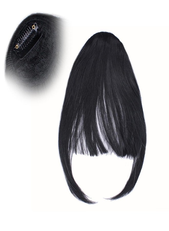 KAVIN Front Cover Hair Volumizer Synthetic Clip in Bangs Hairpiece For Women and Girls- Black - Image 5