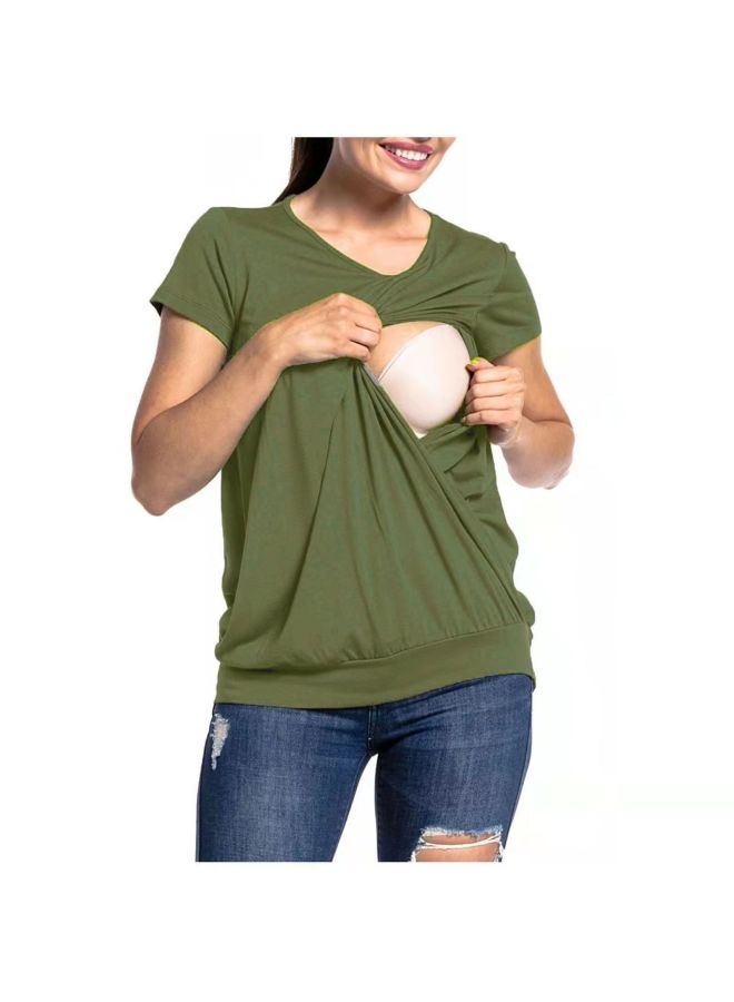 Break Edition Short T-shirt Top European And American New Round Neck Short Sleeve Maternity Fashion Breastfeeding T-shirt