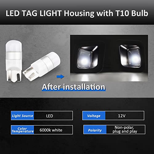 Bestview LED License Plate Light Lamp with Black Housing 6000K White Bulbs Clip Retainer Socket For 2003-2018 Dodge RAM 1500 2500 3500 Pickup Truck Tag Lights Assembly Replacement,2pcs - Image 4