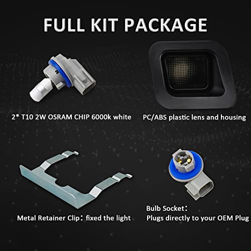 Bestview LED License Plate Light Lamp with Black Housing 6000K White Bulbs Clip Retainer Socket For 2003-2018 Dodge RAM 1500 2500 3500 Pickup Truck Tag Lights Assembly Replacement,2pcs - Image 3