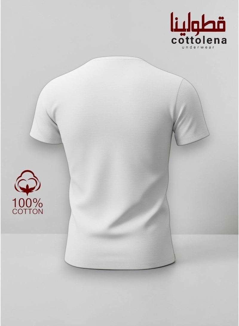 Cottolena 6 Pieces Of Men's Short-Sleeved Crew Neck Undershirts 100% Egyptian Cotton White - Image 4