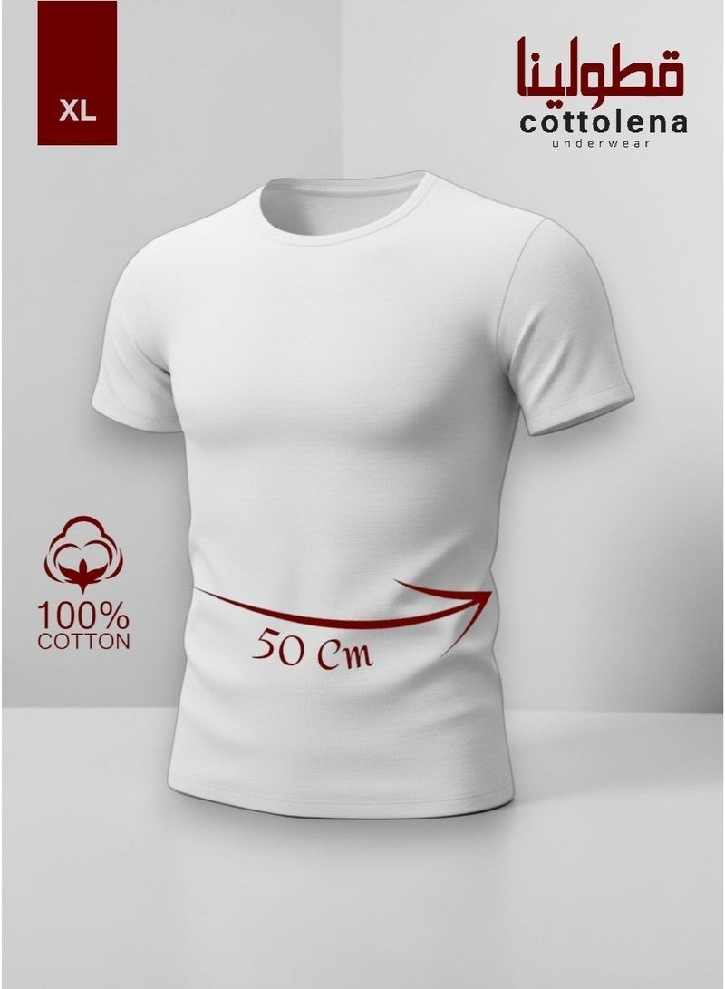 Cottolena 6 Pieces Of Men's Short-Sleeved Crew Neck Undershirts 100% Egyptian Cotton White - Image 5