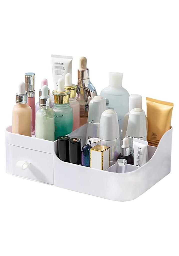 Spaceshoop Plastic Makeup Organizer With 6 Slots And Drawer - Image 1