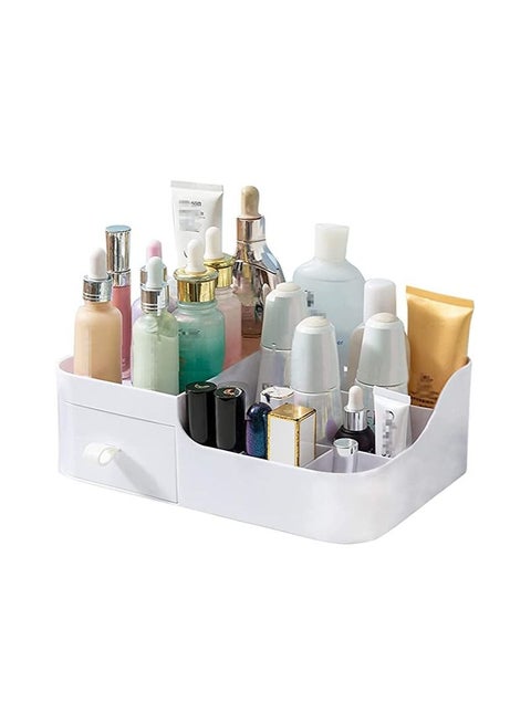 Plastic Makeup Organizer With 6 Slots And Drawer