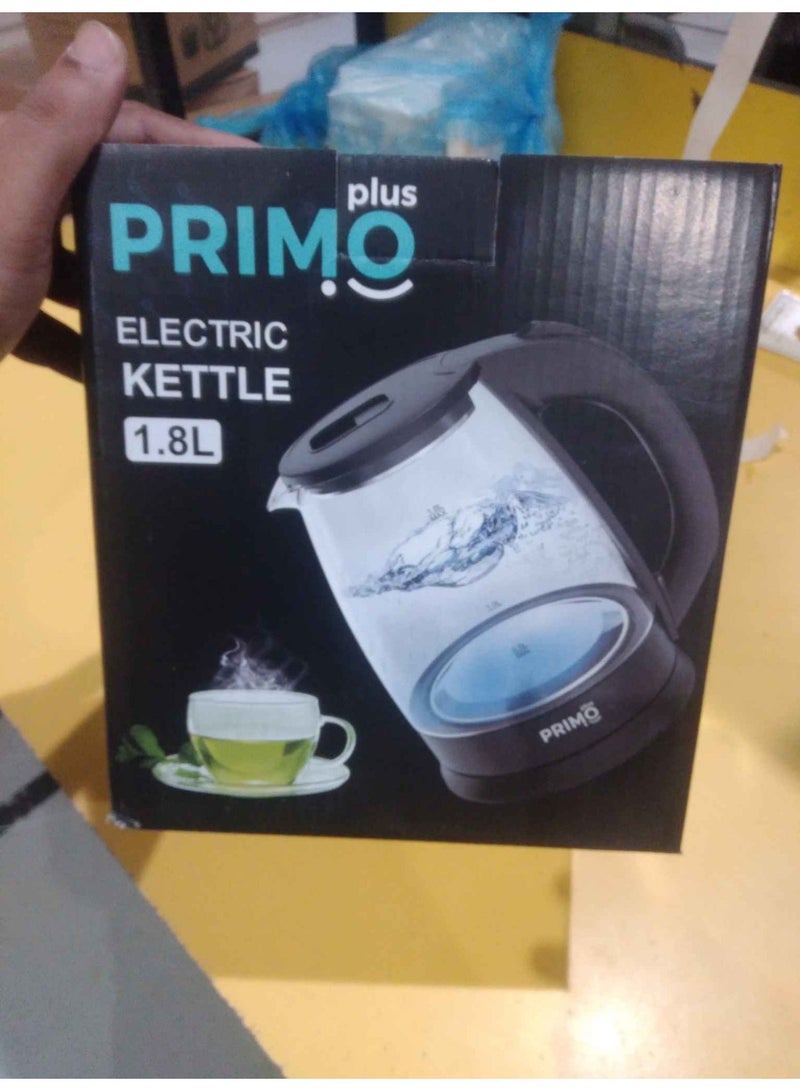 بريمو بلس غلاية كهربائية زجاجية سعة 1.8 لتر - 1500 واط غلاية مياه سريعة الغليان مع مؤشر LED وإيقاف تلقائي وحماية من الغليان الجاف - تصميم شفاف عصري للمطبخ والمكتب - PR649 - Image 3